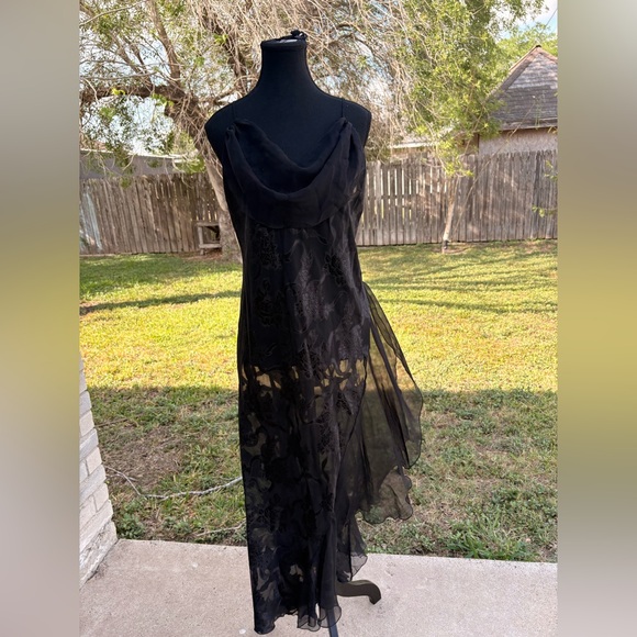 Victoria's Secret Dresses & Skirts - Vintage Victoria's Secret Black Sheer Floral Maxi Slip Dress